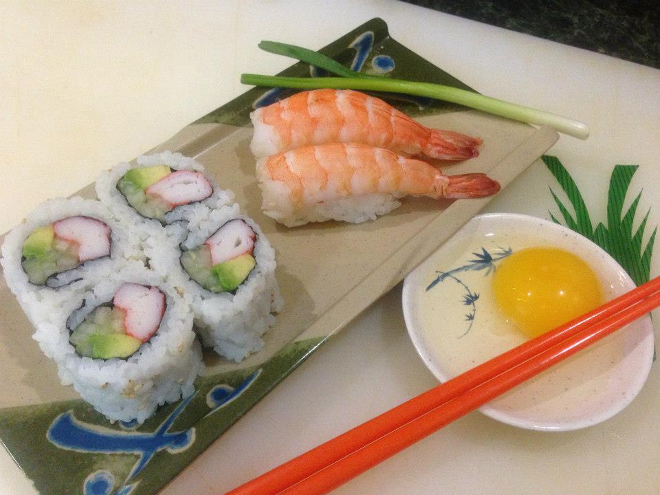 California Roll & Ebi (shrimp) sushi