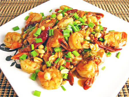 Shrimp Kung Pao on Serving Plate 500